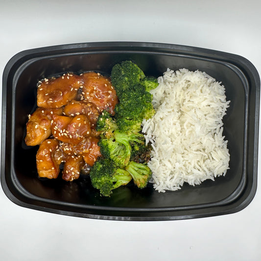 Sesame Chicken W/ Rice and Broccoli